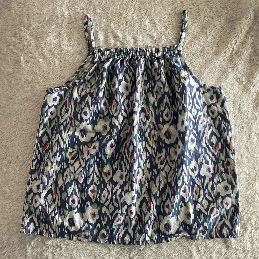 OshKosh B'gosh Tank Top Linen Cotton Ikat Casual Coastal 14/14A